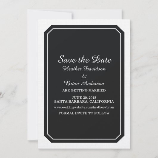 Black Simply Elegant Save the Date laden Einladung (Vorderseite)