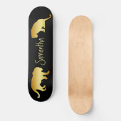 Black Skateboard Gold Lions personalisiert (Vorderseite)