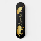 Black Skateboard Gold Lions personalisiert (Vorderseite)