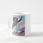 Black Skater Girl Stretched Canvas Print Kaffeetasse (Vorderseite Links)