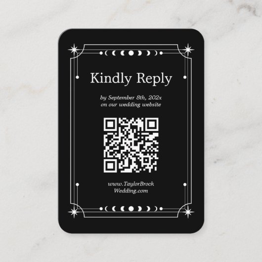 Black Skeleton Halloween Hochzeitssender RSVP Qr-C Begleitkarte (Vorderseite)