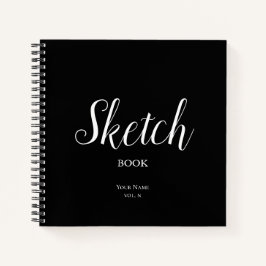 Black Sketch Book mit Personalisiertem Notebook Notizblock