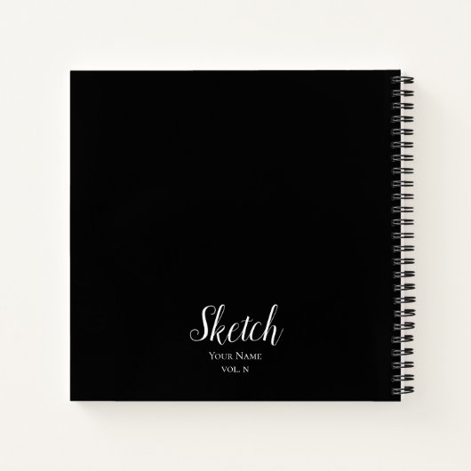 Black Sketch Book mit Personalisiertem Notebook Notizblock (Rückseite)