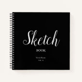 Black Sketch Book mit Personalisiertem Notebook Notizblock (Vorderseite)