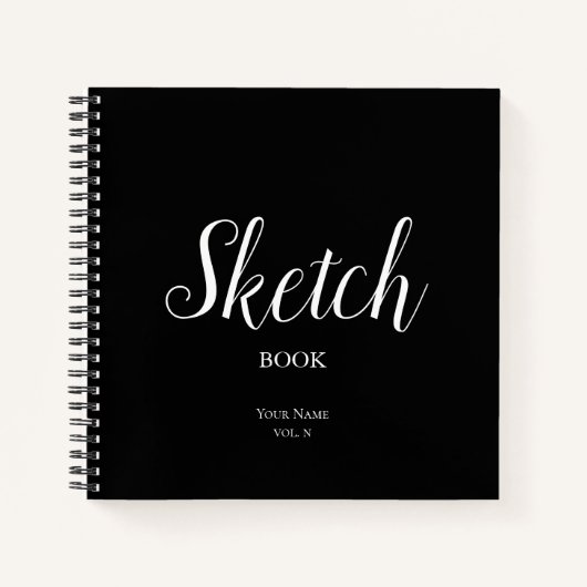 Black Sketch Book mit Personalisiertem Notebook Notizblock (Vorderseite)