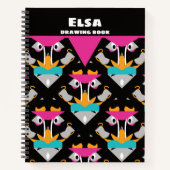 Black Sketchbook With Colorful Monkey Notizblock (Vorderseite)