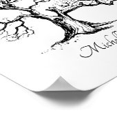 Black Sketched Fingerprint Tree Guestbook Poster (Ecke)