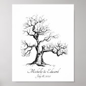 Black Sketched Fingerprint Tree Guestbook Poster (Vorne)