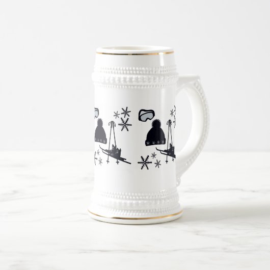 Black ski & winter designs bierglas (VorderseiteRechts)