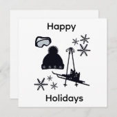 Black ski & winter designs einladung (Vorne/Hinten)