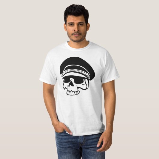 Black Skull Aviator Hat T-Shirt (Vorne ganz)