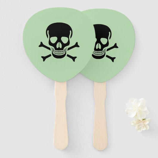 Black Skull Green Paddle-Fans Fächer (Vorne und Hinten)