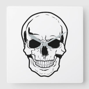 Black Skull Laughter Quadratische Wanduhr