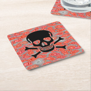 Black Skull Lava Papier trinken Coaster Rechteckiger Pappuntersetzer