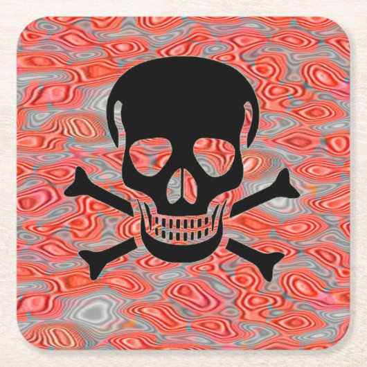 Black Skull Lava Papier trinken Coaster Rechteckiger Pappuntersetzer (Vorderseite)