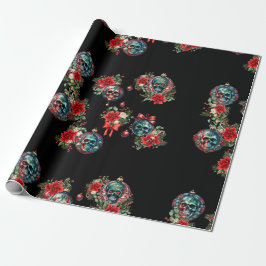 Black Skull Ornament Weihnachtswrapping Paper Geschenkpapier
