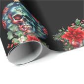 Black Skull Ornament Weihnachtswrapping Paper Geschenkpapier (Rolleneckpunkt)