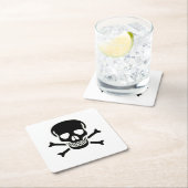 Black Skull Papier Drink Coaster Rechteckiger Pappuntersetzer (Vor Ort)