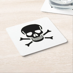 Black Skull Papier Drink Coaster Rechteckiger Pappuntersetzer
