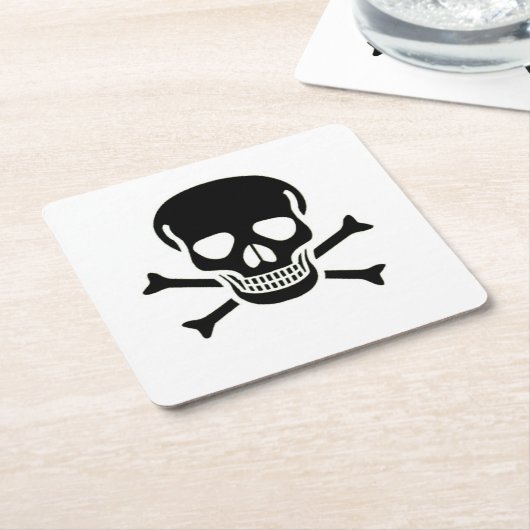 Black Skull Papier Drink Coaster Rechteckiger Pappuntersetzer (angewinkelt)