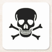 Black Skull Papier Drink Coaster Rechteckiger Pappuntersetzer (Vorderseite)