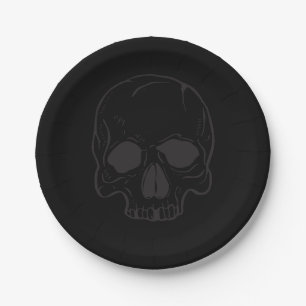 Black Skull Rock Star Cool Black Birthday Party Pappteller