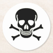 Black Skull Rundpapier Drink Coaster Runder Pappuntersetzer (Vorderseite)