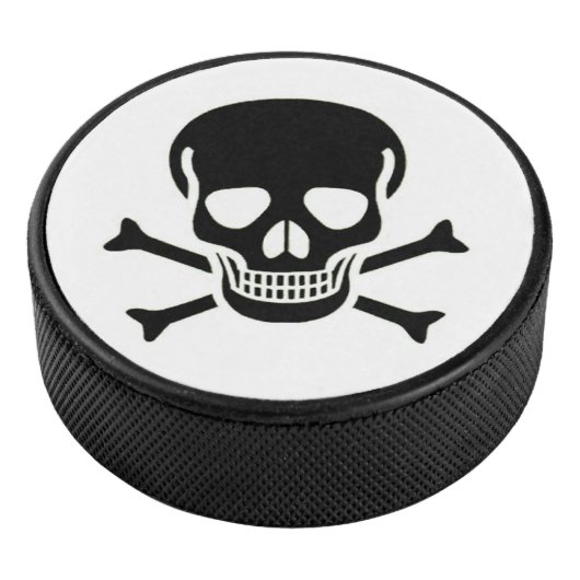 Black Skull White Hockey Puck (3/4)