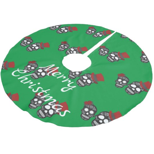 Black skulls Duo Thunder_Cove Polyester Weihnachtsbaumdecke (Schrägansicht)