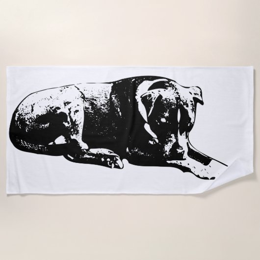 Black-Sky Dog Beach Handtuch (Vorderseite)