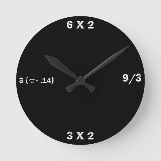 Black Slate Math Clock Runde Wanduhr (Vorderseite)