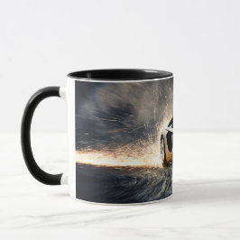 Black Sleek Driving Sports Car Automobil Tasse