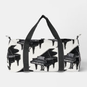 Black Sleek Piano Pattern Musiklehrer Student Duffle Bag (Vorderseite)