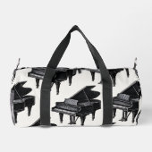 Black Sleek Piano Pattern Musiklehrer Student Duffle Bag (Rückseite)