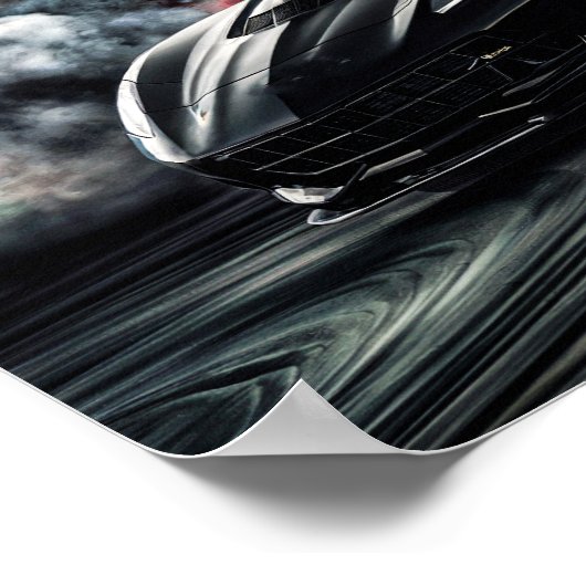 Black Sleek Racing Sports Car Drifting #8 Poster (Ecke)