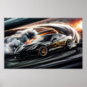 Black Sleek Racing Sports Car Drifting #8 Poster (Vorne)