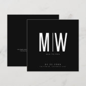 Black Sleek Square Monogram Wedding Save the Date (Vorne/Hinten)