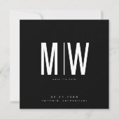Black Sleek Square Monogram Wedding Save the Date (Vorderseite)