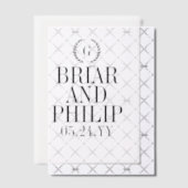 Black-Slender Laurel Wreath Monogram Wedding Pergament Einladungen (Versetzt (Einladung))