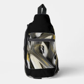 Black Sling Bag Trend Abstrakt Art White Gold (Vorderseite)