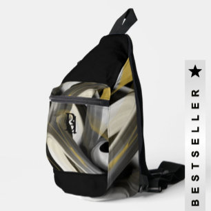 Black Sling Bag Trend Abstrakt Art White Gold