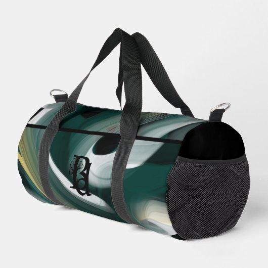 Black Small Duffel Bag Trend Abstrakt Green Gold Duffle Bag (Rechte Ecke)