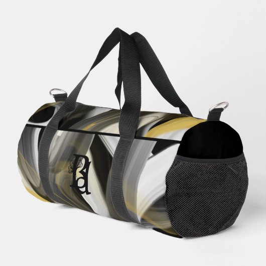 Black Small Duffel Bag Trend Abstrakt White Gold Duffle Bag (Rechte Ecke)