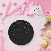 Black & Small Gold Foil Confetti Dots Party Teller (Party)