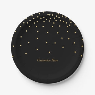 Black & Small Gold Foil Confetti Dots Party Teller