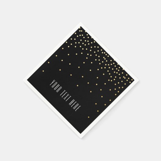Black & Small Gold Foil Confetti Hochzeit Napkins Serviette (Ecke)