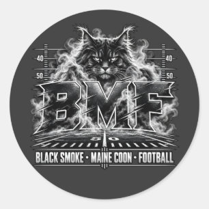 Black Smoke Maine Coon Football Grunge Kunst Runder Aufkleber