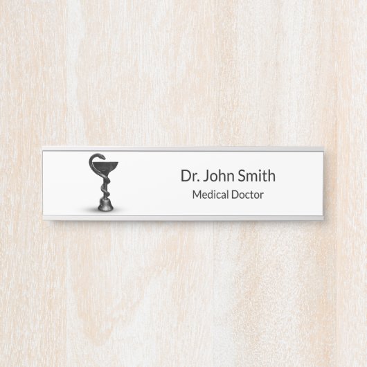 Black Snake Bowl Hygieia White Caduceus Medical Türschild (Vorderseite )