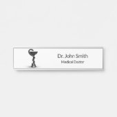 Black Snake Bowl Hygieia White Caduceus Medical Türschild (Vorderseite )
