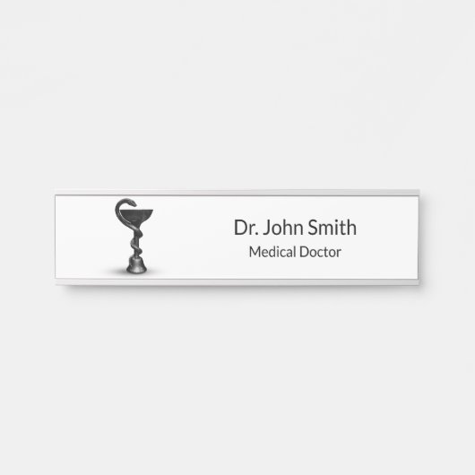 Black Snake Bowl Hygieia White Caduceus Medical Türschild (Vorderseite )